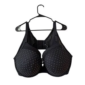 Torrid Curve 360 Back Smoothing Push-Up Plunge Bra Plus Size 46F Black Polka Dot